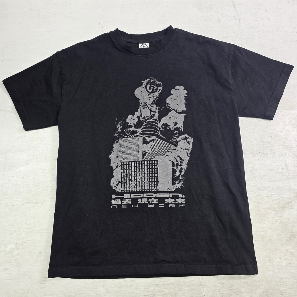 Hidden New York NY Godzilla King Kong Rampage Logo Streetwear T-Shirt Mens S EUC